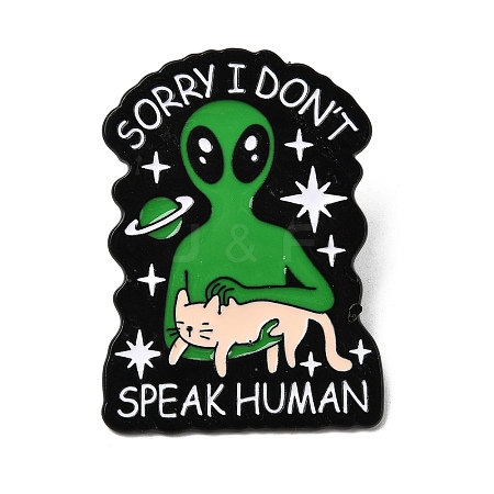 Alien & Cat Enamel Pins JEWB-D310-01EB-04-1