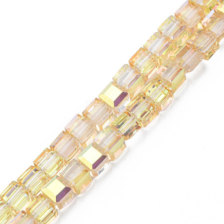 Electroplate Transparent Glass Beads Strands EGLA-N002-28-C07-1