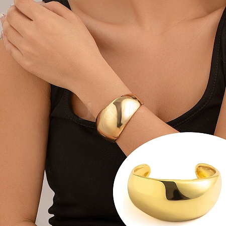 Alloy Cuff Bangles for Women BJEW-V002-01G-1