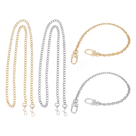 4Pcs 4 Style Iron Cable & Curb Chain Bag Handles FIND-WR0002-08-1