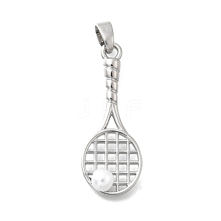 Brass ABS Imitation Pearl Pendants KK-P336-22P-1