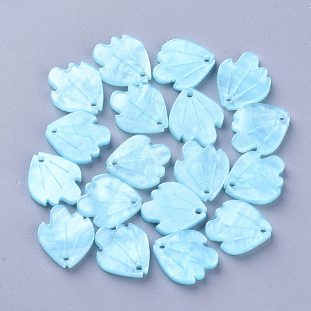  Jewelry Beads Findings Cellulose Acetate(Resin) Pendants, Fish, Cyan, 15x13x3mm, Hole: 1.2mm
