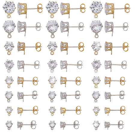925 Sterling Silver Micro Pave Cubic Zirconia Stud Earring Findings STER-AR0001-28-1