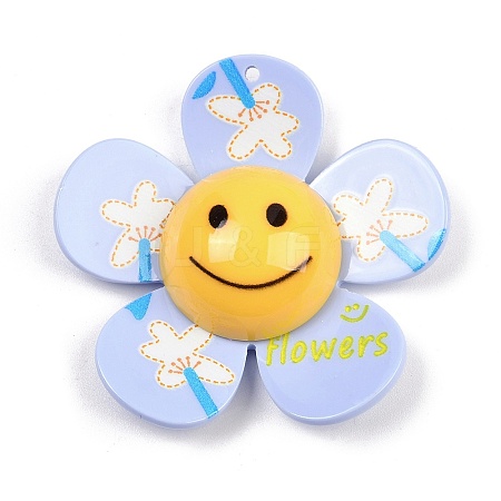 Opaque Printed Acrylic Big Pendants MACR-I035-01D-1