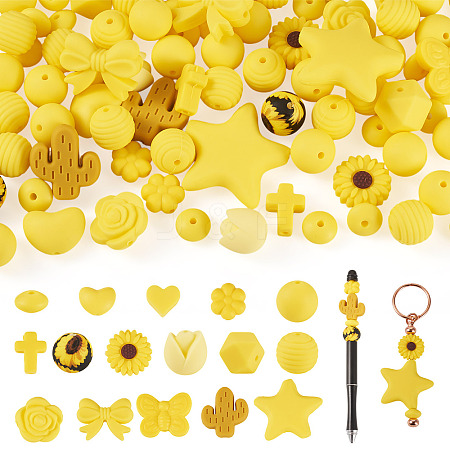 92Pcs Transparent Silicone Focal Beads SIL-TA0002-85B-1