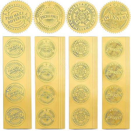 40 Sheets 4 Styles Plastic Self Adhesive Gold Foil Embossed Stickers DIY-CP0010-41-1