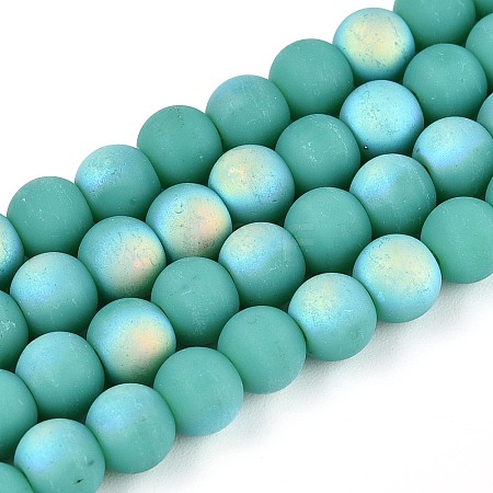 Frosted Opaque Glass Beads Strands GLAA-T032-P6mm-MBB12A-1
