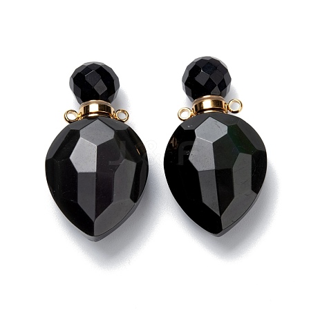 Natural Obsidian Perfume Bottle Pendants G-D058-12G-01-1