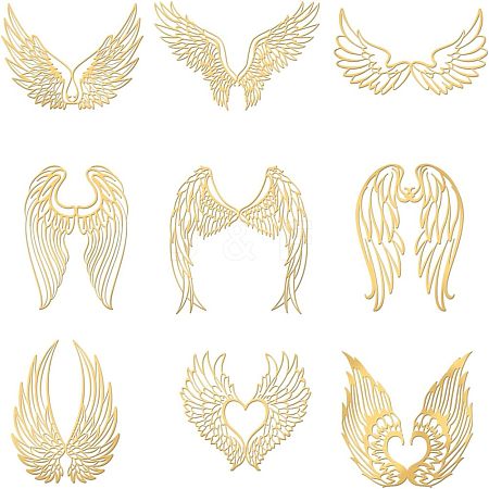 Olycraft 9Pcs 9 Styles Nickel Self-adhesive Picture Stickers DIY-OC0004-31-1