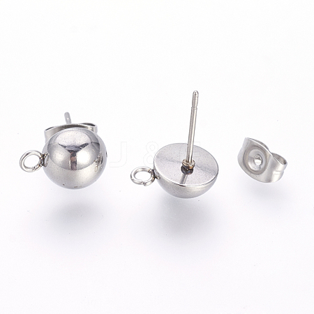 Non-Tarnish 201 Stainless Steel Stud Earring Findings STAS-S064-12-1