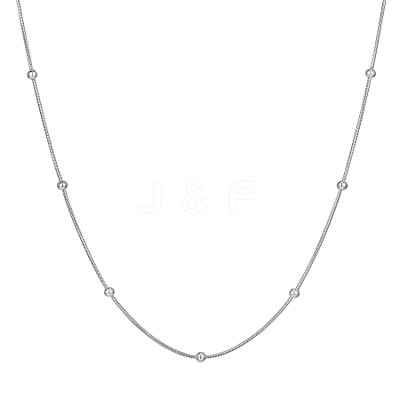 Stainless Steel Beaded Snake Bone Chain Necklace for Girls LO8712-2-1