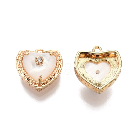 Brass Micro Pave Clear Cubic Zirconia Charms KK-C005-04G-1