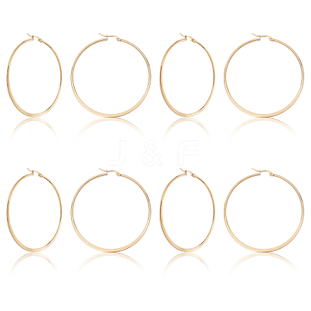 304 Stainless Steel Big Hoop Earrings EJEW-UN0001-38G-1