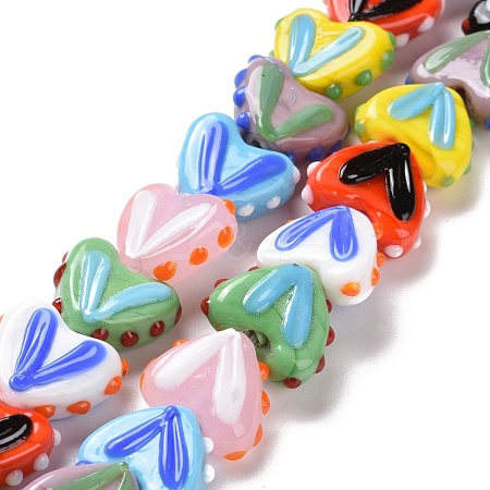 Heart Handmade Lampwork Beads Strands LAMP-G150-01B-1