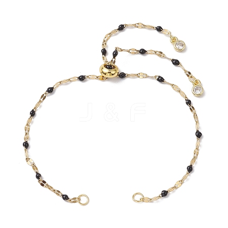 304 Stainless Steel Enamel Dapped Chains Slider Bracelets Making AJEW-JB01293-05-1