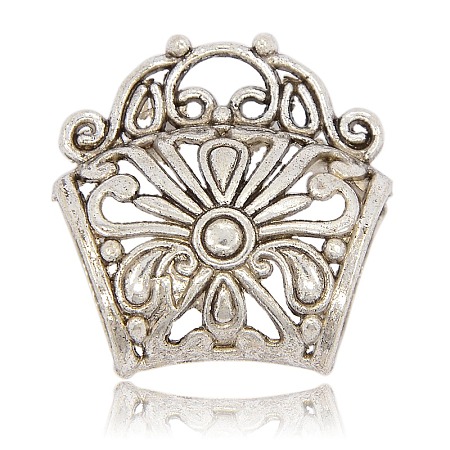 Tibetan Style Filigree Tube Bails PALLOY-J264-15AS-1