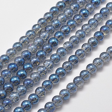 Electroplate Synthetic Crackle Quartz Bead Strands EGLA-J067-8mm-FR01-1