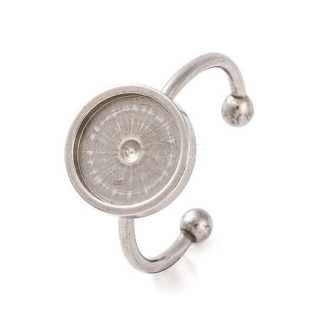 Non-Tarnish 304 Stainless Steel Open Cuff Ring Components X-STAS-S134-01P-04-1