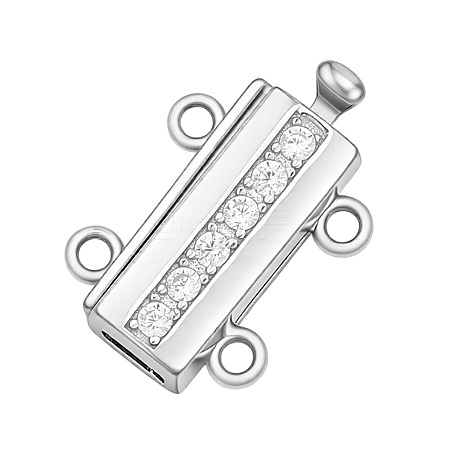 925 Sterling Silver Crystal Rhinestone Box Clasps STER-BC0004-41P-1