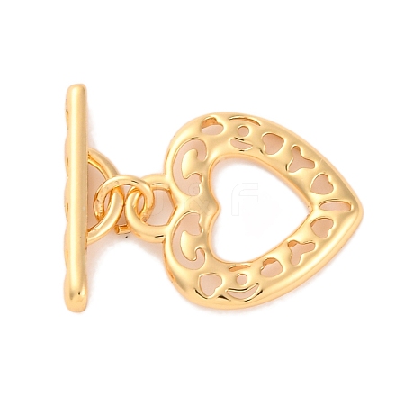 Heart Brass Toggle Clasps KK-S403-18G-1