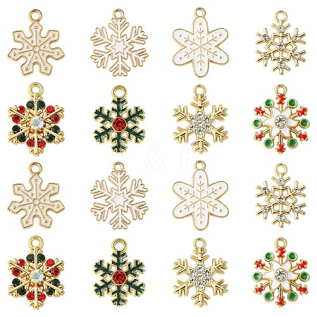 16Pcs 8 Styles Alloy Enamel with Rhinestone Pendants FIND-YW0005-88-1