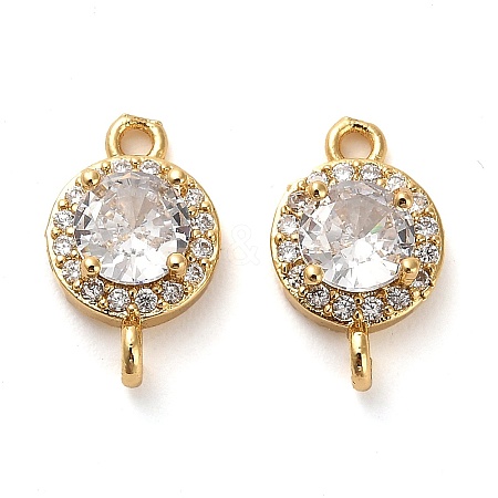 Brass Pave Cubic Zirconia Connector Charms KK-D093-09G-02-1