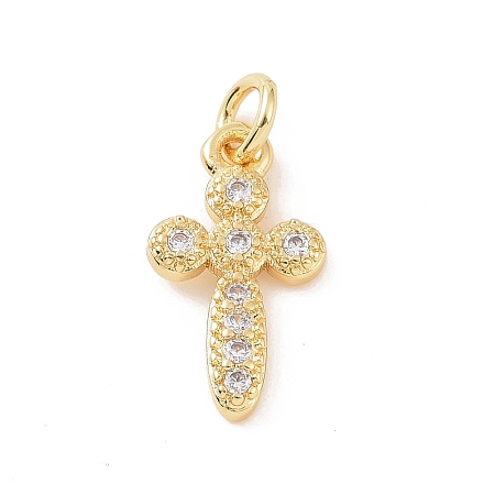 Brass Micro Pave Cubic Zirconia Charms KK-C012-41G-1