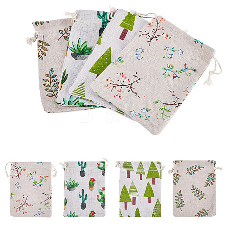 20Pcs 4 Styles Polycotton(Polyester Cotton) Packing Pouches Drawstring Bags ABAG-TA0002-09-1