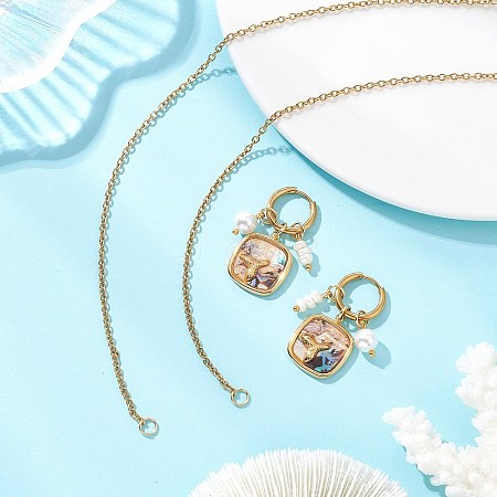 Abalone Shell Pendant Necklace & Hoop Earrings with Shell Pearl & Natural Freshwater Pearls SJEW-JS01379-02-1