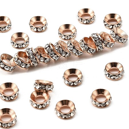 Brass Rhinestone Spacer Beads X-RB-A020-7mm-01RG-1