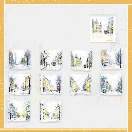 10PCS Winter Scenery PVC Self-Adhesive Stickers PW-WG524AB-06-1