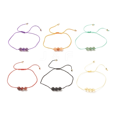 6Pcs 6 Style Natural & Synthetic Gemstone Round Beads Cord Bracelets Set BJEW-JB08014-1