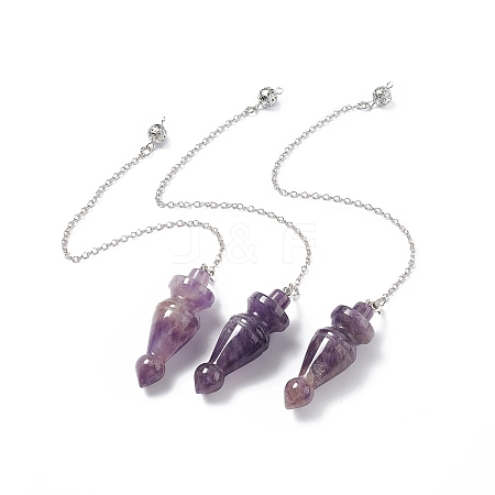 Natural Amethyst Pointed Dowsing Pendulums AJEW-B020-03P-04-1