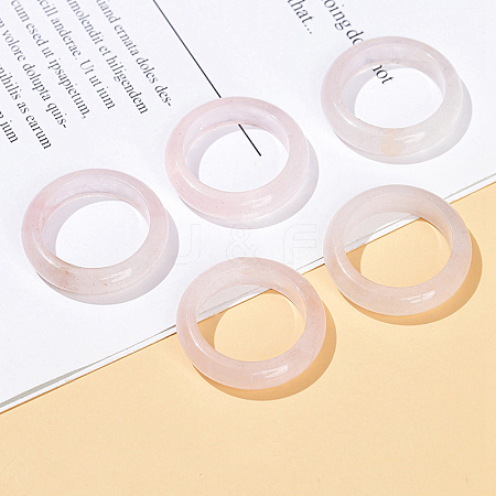Natural Rose Quartz Plain Band Finger Rings RJEW-H230-13D-02-1