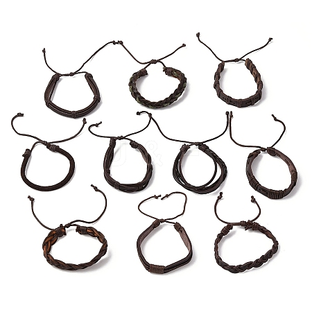 PU Leather Cord Bracelets for Men Women WGFF396-01-1