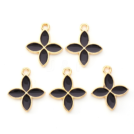 Light Gold Plated Alloy Enamel Pendants X-ENAM-R136-15D-1