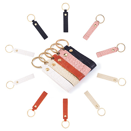 10Pcs 5 Colors PU Leather Keychain KEYC-TA0001-33-1