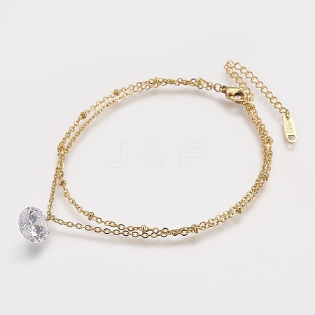 304 Stainless Steel Anklets AJEW-K009-13G-1