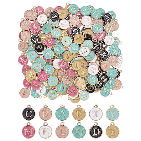 7Sets 7 Colors Initial Letter A~Z Alphabet Enamel Charms ENAM-ME0001-65-1