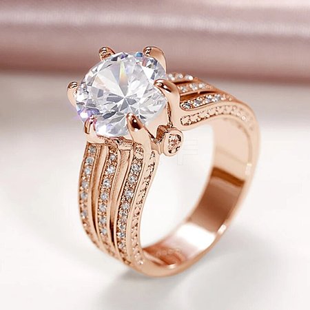 Brass Micro Pave Cubic Zirconia Finger Rings for Women FS-WGB56BB-19-1