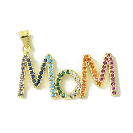 Mother's Day Real 18K Gold Plated Brass Micro Pave Cubic Zirconia Pendants KK-H472-06C-G02-1