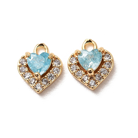 Valentine's Day Brass Micro Pave Cubic Zirconia Charms CU-K002-38G-G-1