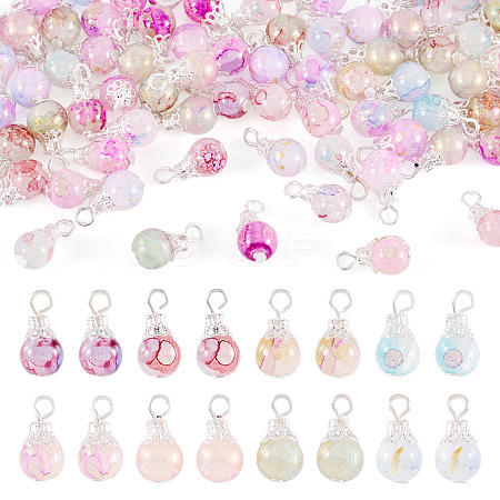 80Pcs 8 Colors Baking Paint Crackle Glass Pendants PALLOY-TAC0186-1