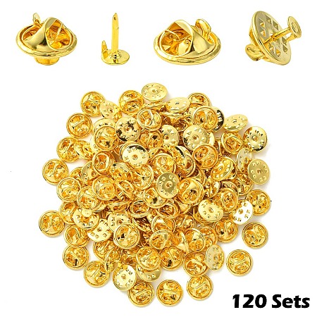 120 Sets Iron Lapel Pin Backs IFIN-YW0003-59G-1