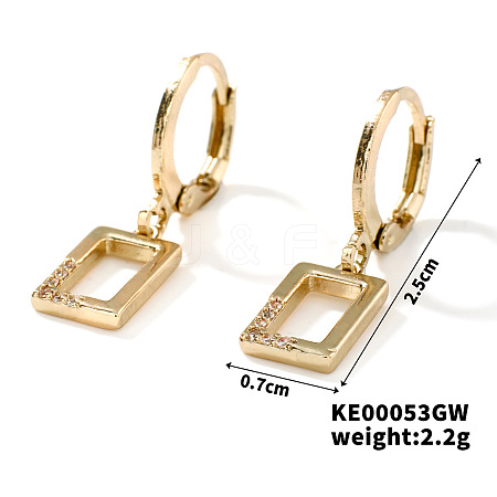 Elegant Vintage Copper Hoop Earrings with Geometric Zircon Stones IN0853-2-1