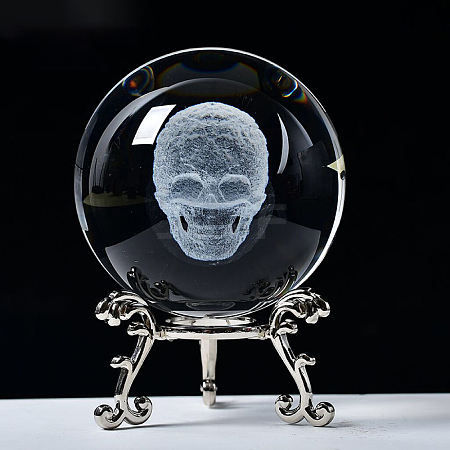 Carving Skull Crystal Ball PW-WG57829-01-1