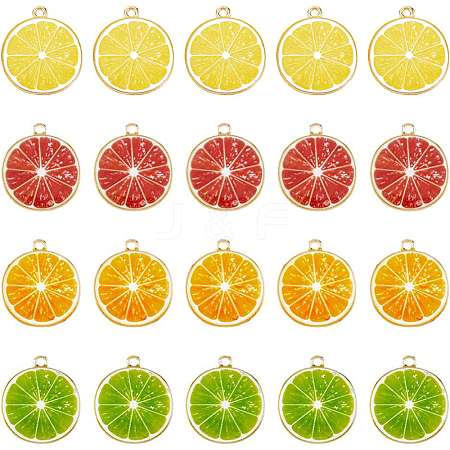 40Pcs 4 Colors Light Gold Alloy Enamel Pendants ENAM-DC0001-16-1