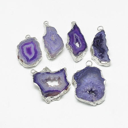 Natural Druzy Agate Pendants G-Q494-65F-P-1