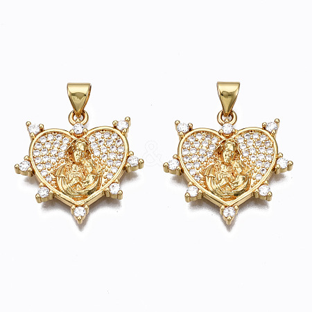 Brass Micro Pave clear Cubic Zirconia Pendants ZIRC-N039-165-NF-1