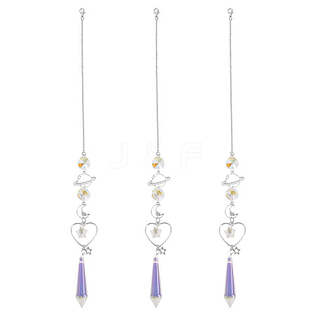 3Pcs Alloy Planet Moon Hanging Ornaments HJEW-TA00367-1